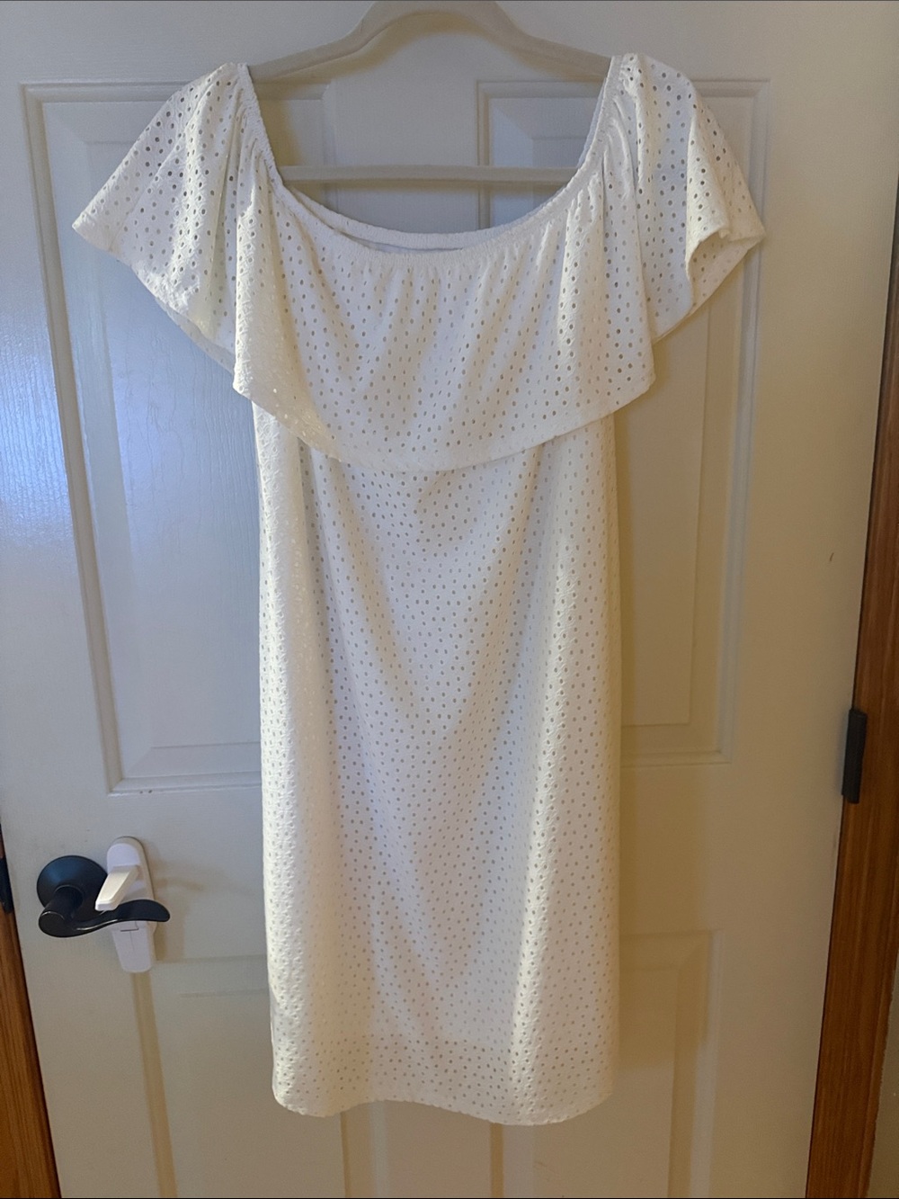 Maurices Off-White One-Shoulder Eyelet Ruffle Dress - Picture 4 of 12